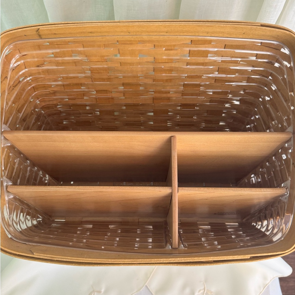 Longaberger Large Desktop Basket Woodcrafts Divider Protector Organizer Set - Picture 2 of 6